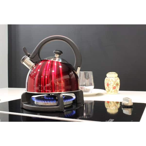 Magefesa Sabal 2 Qt. Stainless Steel Stovetop Tea Kettle with Whistle in Red