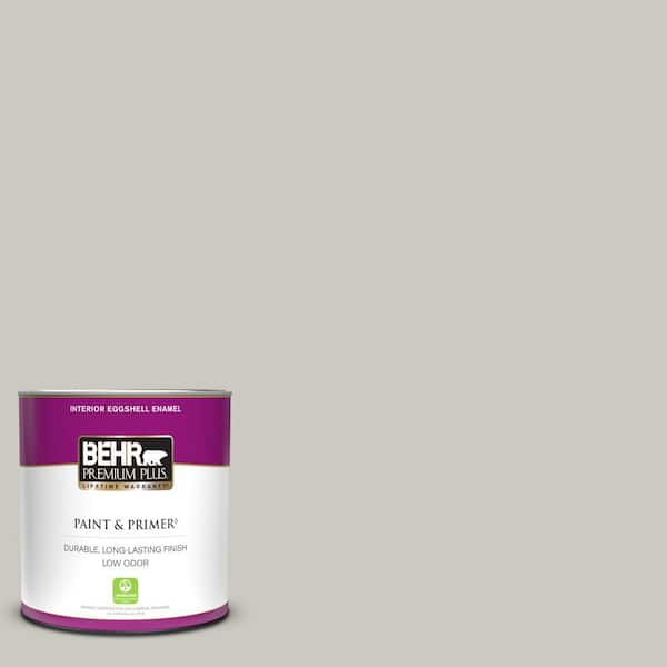 BEHR PREMIUM PLUS 1 qt. Designer Collection #DC-008 Gratifying Gray Eggshell Enamel Low Odor Interior Paint & Primer