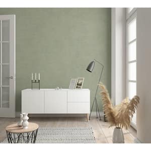 Flora Collection Green Plain Texture Luster Finish Non-Pasted Vinyl on Non-Woven Wallpaper Sample