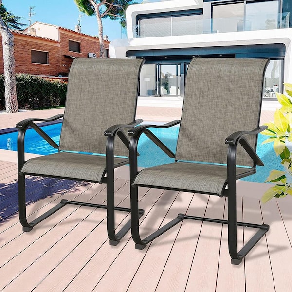 Cisvio Outdoor Spring Motion Dining Bistro Chairs with Textilene Steel Frame (Set of 2)