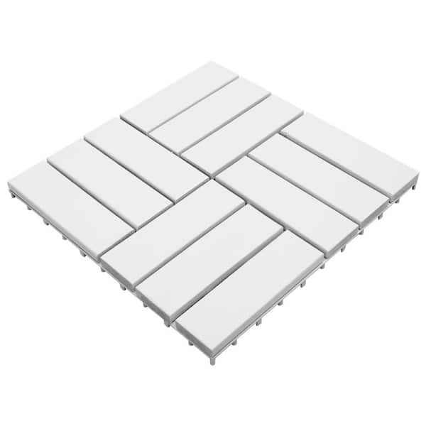 Afoxsos 11.8 in. x 11.8 in. 10-Pieces Square Acacia Wood Decking Tiles ...