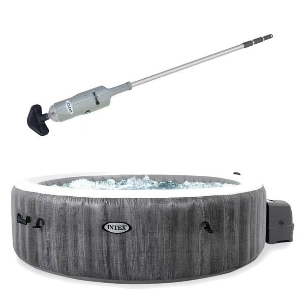 Intex Handheld Vacuum Pool Cleaner with 6Person Inflatable Hot Tub, in Greywood 28620EP