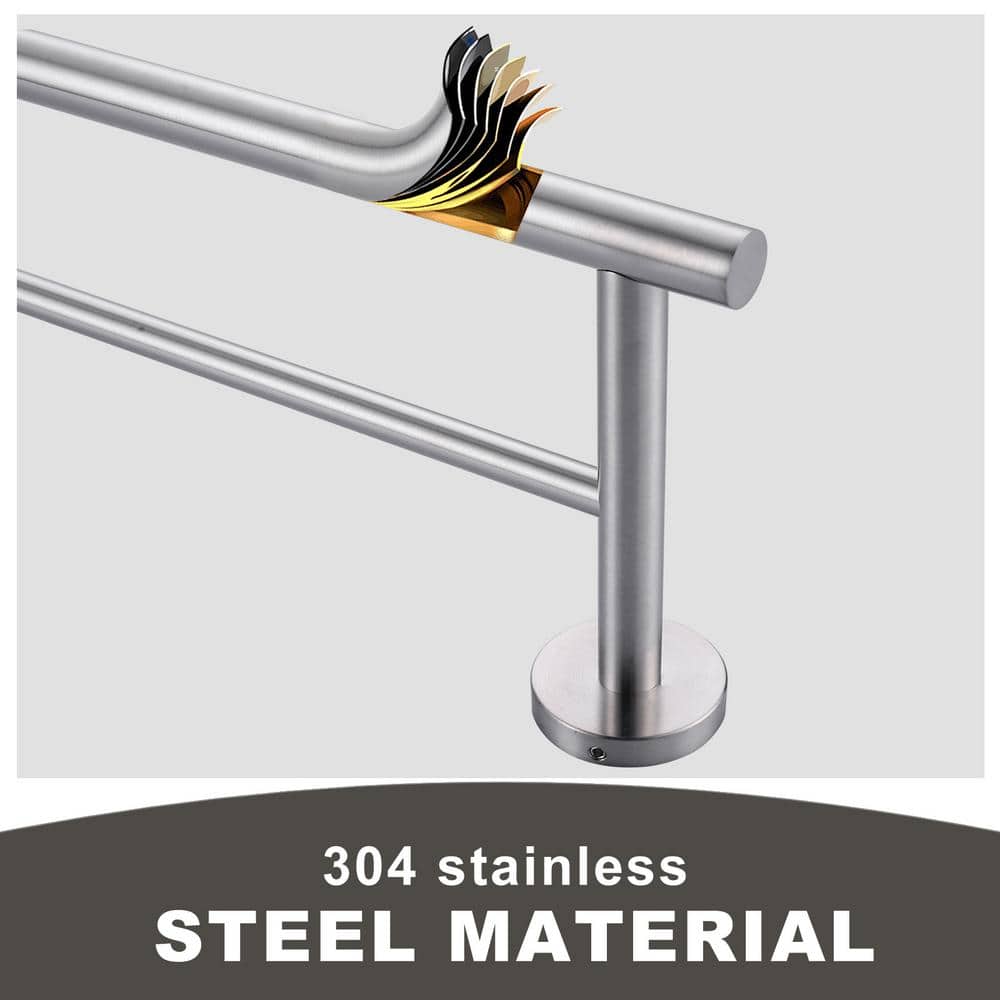 Brushed Nickel 16" Double Wall Mounted Towel Bar