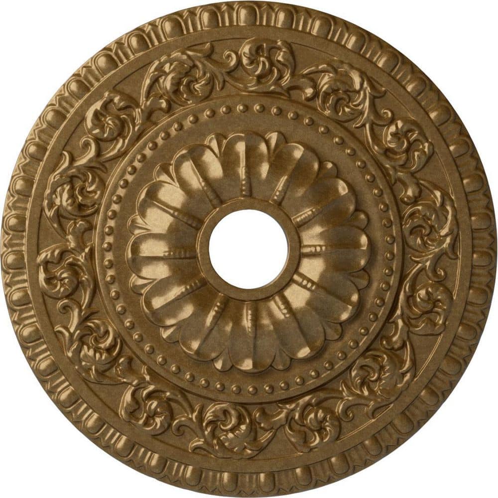Hand-Painted Pale Gold Polyurethane Ceiling Medallion