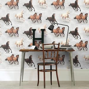 Grey Galloping Horses Wallpaper