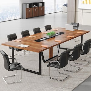 Capen 94.5 in. Retangular Brown Wood Conference Table 8FT, Business Style Training Table for Office Conference Room Desk