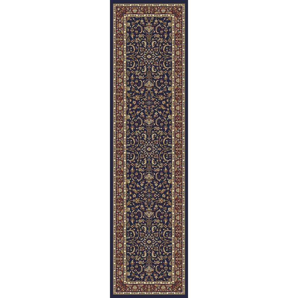 Noble Navy 2 ft. x 8 ft. Traditional Floral Oriental Area Rug
