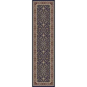 Noble Navy 2 ft. x 8 ft. Traditional Floral Oriental Area Rug