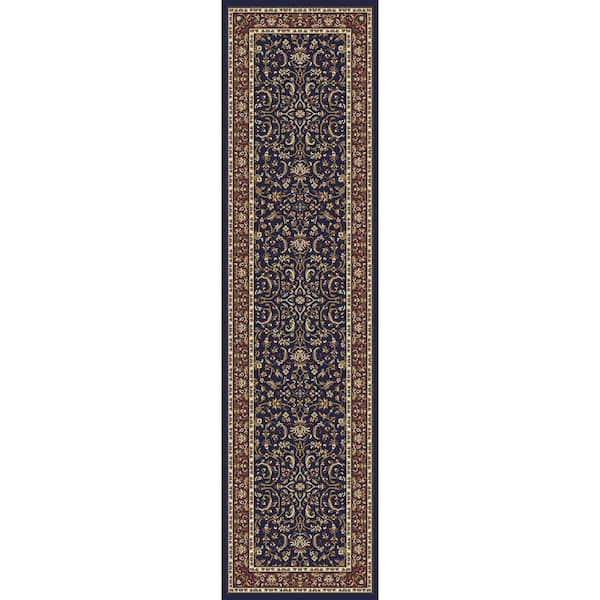 Unbranded Noble Navy 2 ft. x 8 ft. Traditional Floral Oriental Area Rug