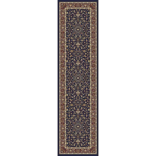 RADICI USA Noble Navy 2 ft. x 8 ft. Traditional Floral Oriental Area Rug