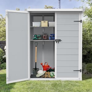 4.4 ft. W x 2.2 ft. D Plastic Storage Shed Outdoor Storage Cabinet with Floor and 2-Foldable Shelves (10 sq. ft.)