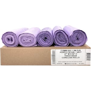 Heavy Duty 55 Gal.Purple Trash Bags-(Value 50 Pack)-1.5 MIL Equivalent Industrial Strength Plastic 37 in. x 54 in.