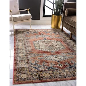 Unique Loom Richmond Collection Medallion Overdyed Oriental Transitional White Oval Rug 5' 0 x 8' 0