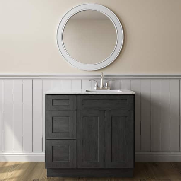 HOMEIBRO 36 in. W x 21 in. D x 34.5 in. H Shaker Charcoal Plywood Ready to Assemble Vanity Base Kitchen Cabinet without Top