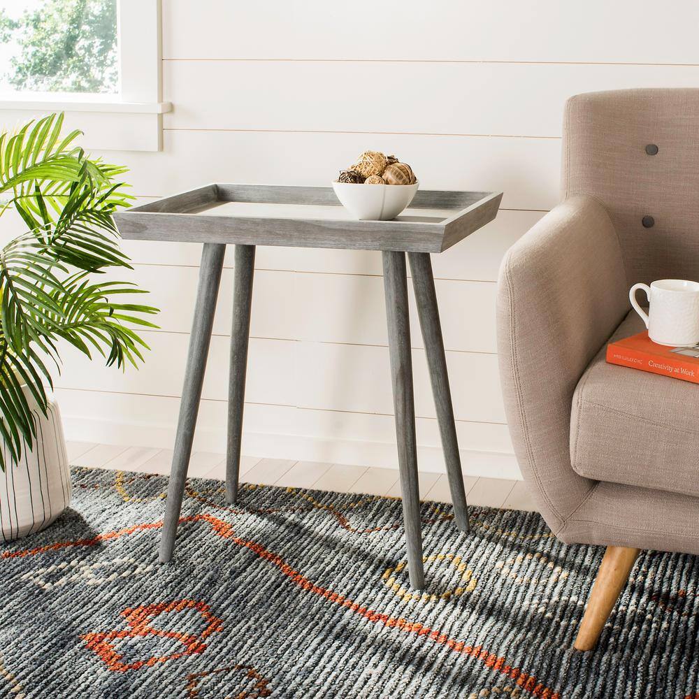 Slate Grey Pine Rectangular Tray Accent Table