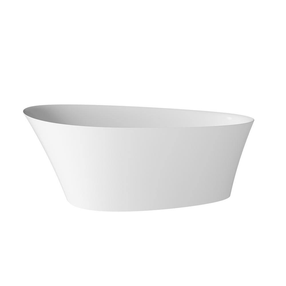 65'' Matte White Solid Surface Freestanding Bathtub