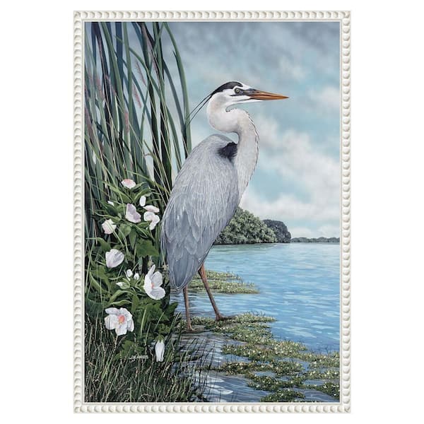 Amanti Art "Great Blue Heron" by James Harris 1-Piece Floater Frame Giclee Animal Canvas Art Print 23 in. x 16 in.