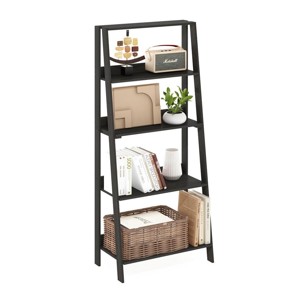 Espresso 5-Tier Wooden Ladder Bookcase