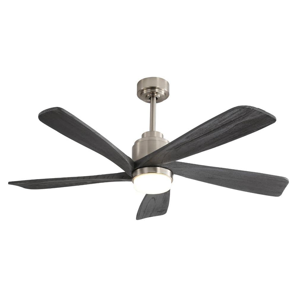 52 in. Smart Indoor Nickel Ceiling Fan with Light, Dimmable, Quiet Reversib