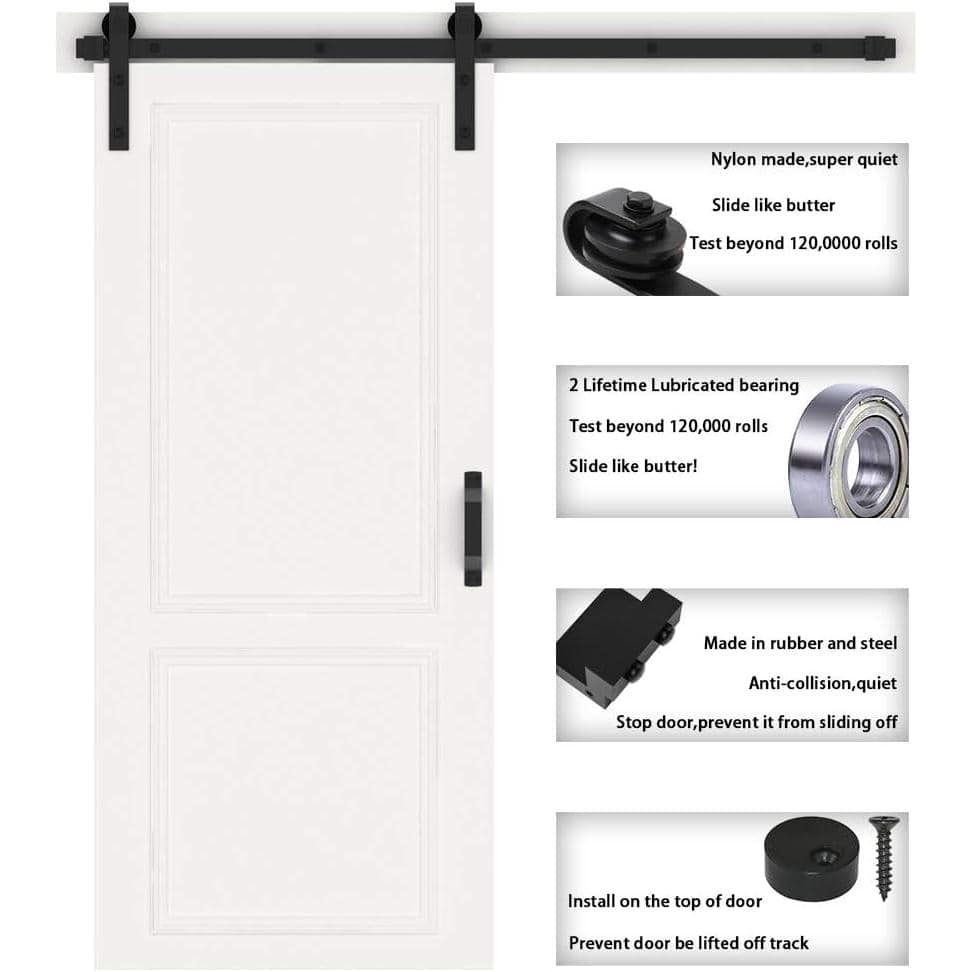 72-Inch Matte Black Steel Sliding Barn Door Hardware Kit