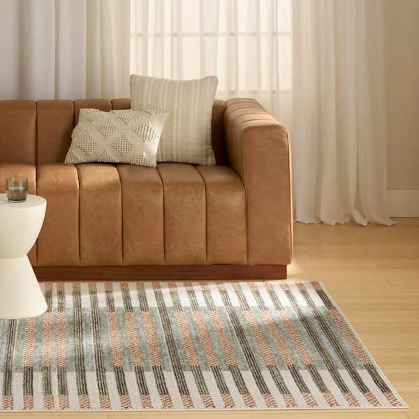 Nordic Ivory Multicolor 3 ft. x 5 ft. Linear Contemporary Area Rug