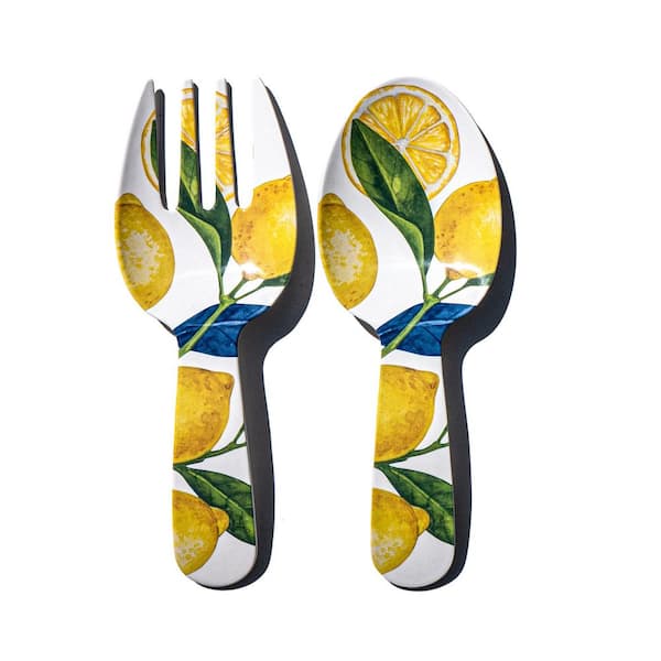 Lemon Orchard 2-Piece Melamine Flatware Serving Sets