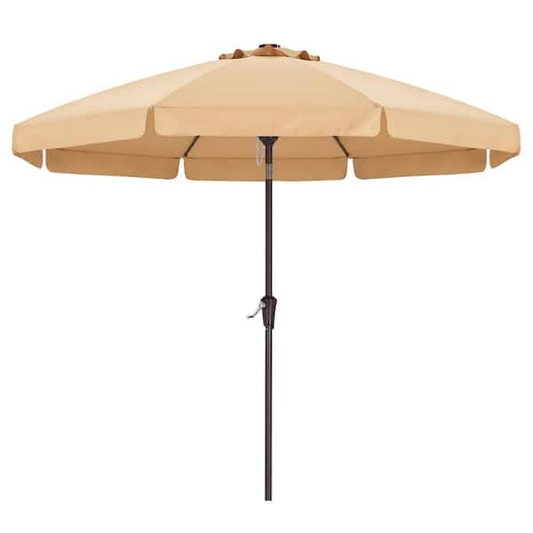 crank up patio umbrella 10 ft. Fiberglass Crank-Up Patio Umbrella in Khaki L0828QKNXN