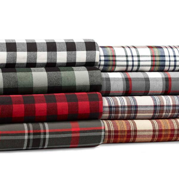 Eddie Bauer Flannel Edgewood Red Plaid Sherpa Reverse Throw Blanket 201350 The Home Depot