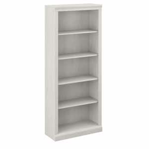 Saratoga 29.88 in. Wide Linen White Oak 5 Shelf Standard Bookcase