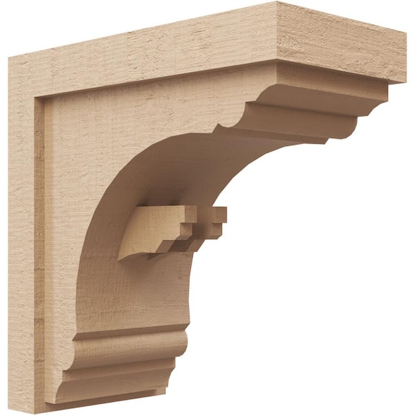Ekena Millwork 7-in. x 14-in. x 14-in. Series 1 Classic Warren Rough Cedar Woodgrain Timberthane Polyurethane Corbel, Primed Tan
