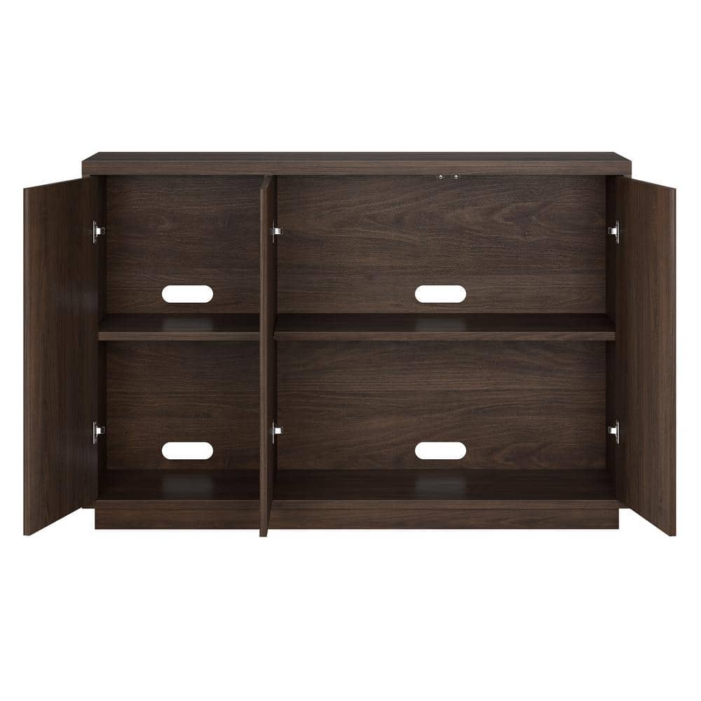 Alder Brown Rectangular Fluted Accent Table with Plinth Base