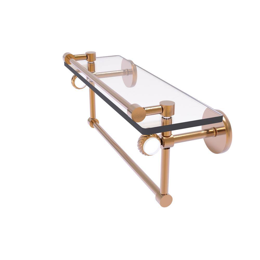 Clearview 16 in. W x 6.7 in. H x 5.8 D Glass Rectangular Shelf in Brushed Bronze with Towel Bar and Twisted Accents price history on PriceWatchPro