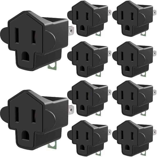 Vrbgify Heavy Duty 15 Amp 125-Volt 2-3 Prong Power Splitter Plug Adapter 10-Pack