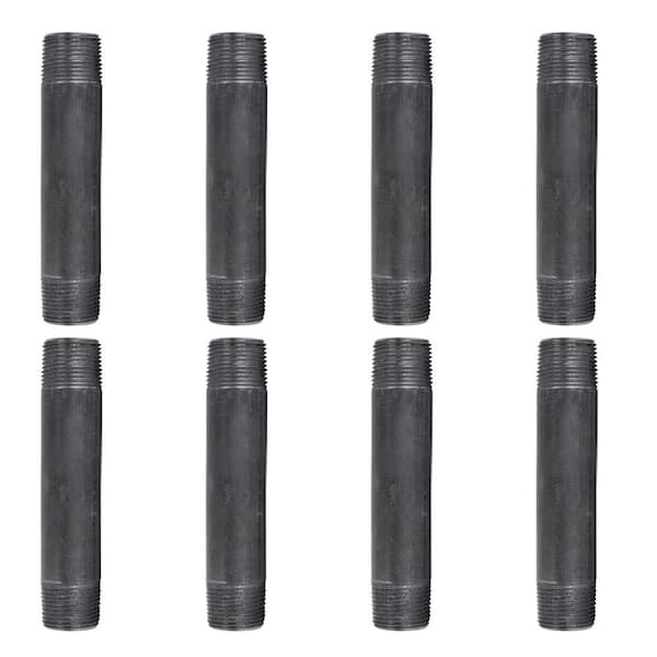 PIPE DECOR 3/4 in. x 5 in. Black Industrial Steel Grey Plumbing Nipple (8-Pack)