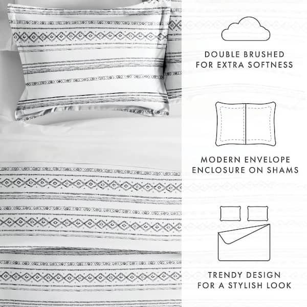 Modern Boho Prints Ultra Soft Duvet Cover Set, Easy Care, Matching Shams -  Becky Cameron, Arrow Dreams / Gray, King/California King