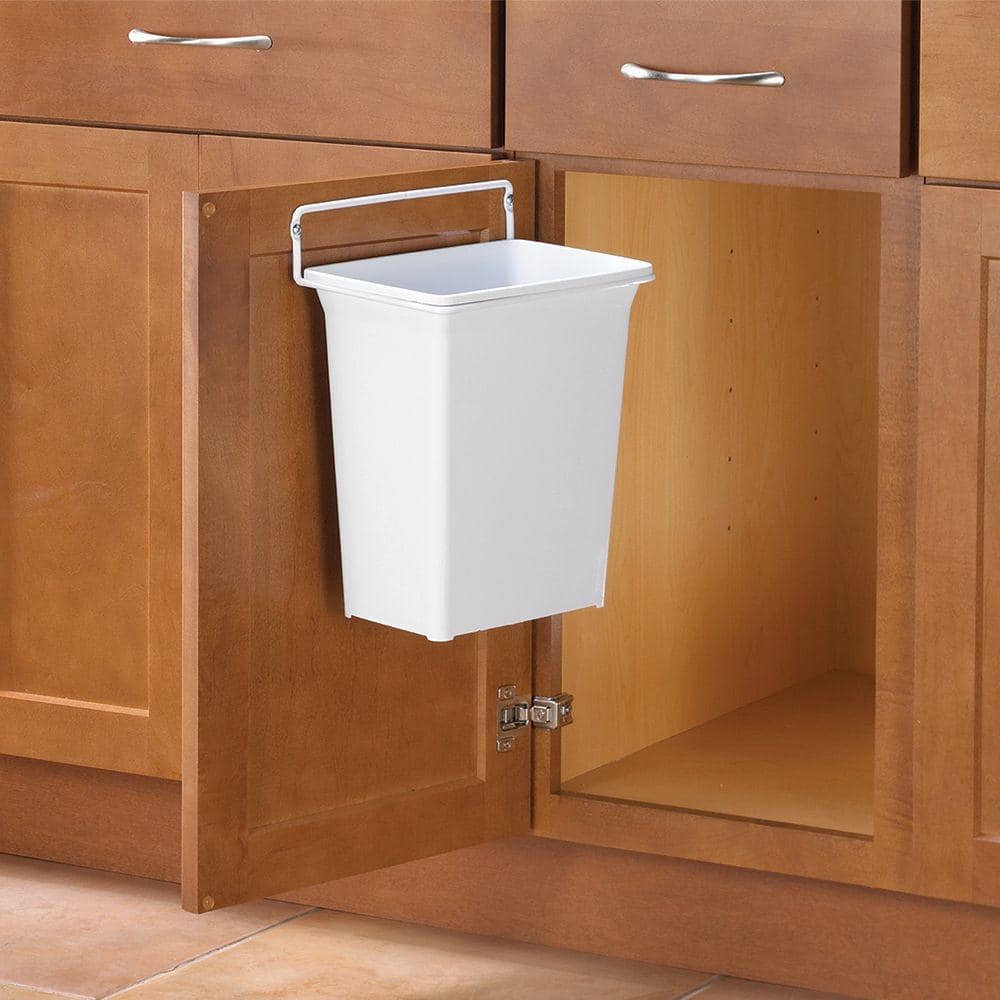 White Plastic Pull-Out Kitchen Waste Bin, 2.25 Gallons