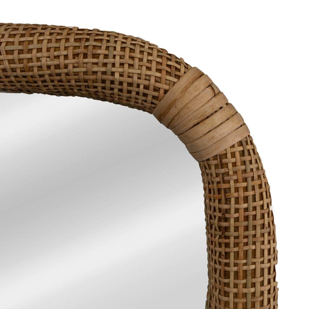 Natural Wavy Handwoven Rattan Cane Rectangular Vanity Mirror