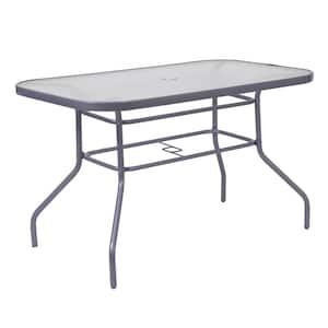 Silver Rectangle Steel Outdoor Dining Table