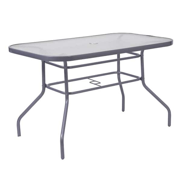 Carnegy Avenue Silver Rectangle Steel Outdoor Dining Table