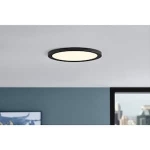 15 in. Matte Black New Ultra-Low Profile Integrated LED Flush Mount 5CCT (2-Pack)