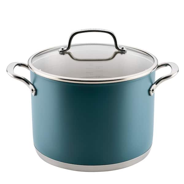 8-qt. Color-Finished Stainless Steel 3-Ply Base Stockpot Agave with Lid