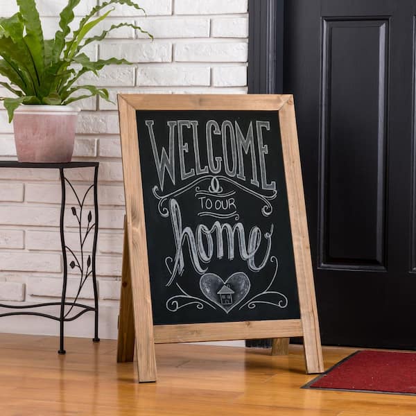 Glitzhome 29.75 in. H Farmhouse Wood Hanging and Floor Displayed Memo Board