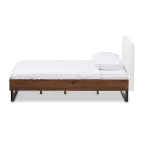 Mitchell White Faux Leather Upholstered Queen Platform Bed