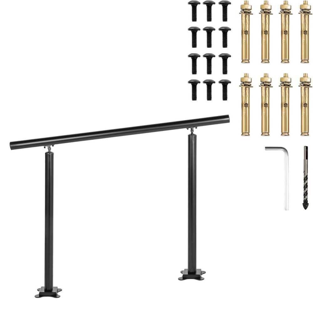 4 ft Metal Handrail for Outdoor Steps Black Adjustable Staircase Railing Thickened 3-4 Steps Porch Deck price history on PriceWatchPro
