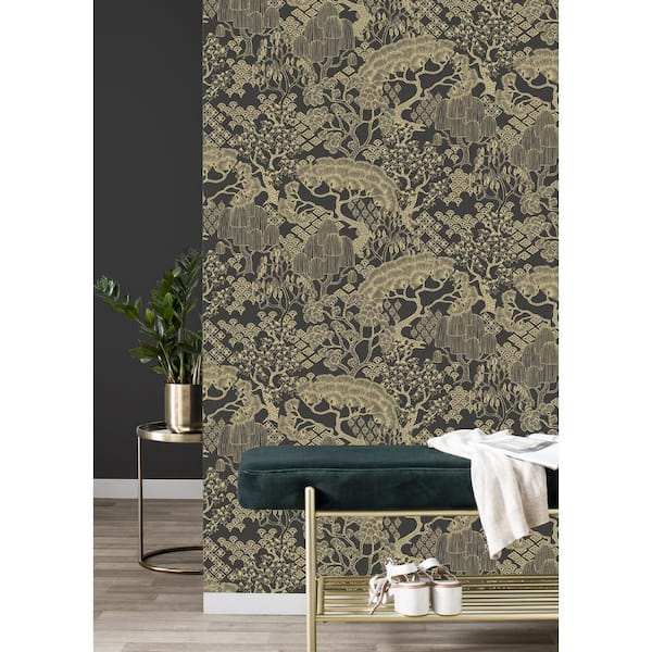 Chiaki Black Bonsai Dreams Vinyl Non-Pasted Wallpaper Roll