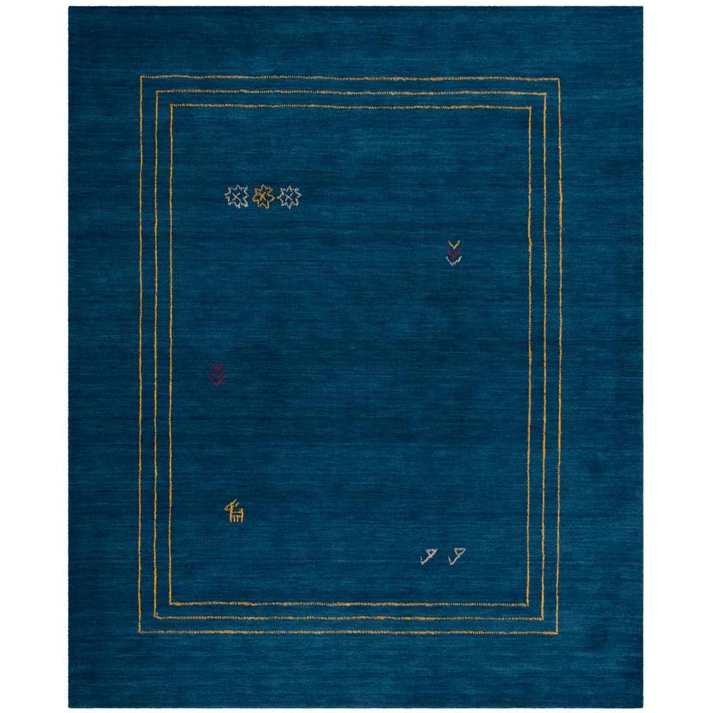 Handmade Blue Wool 8' x 10' Rectangular Area Rug