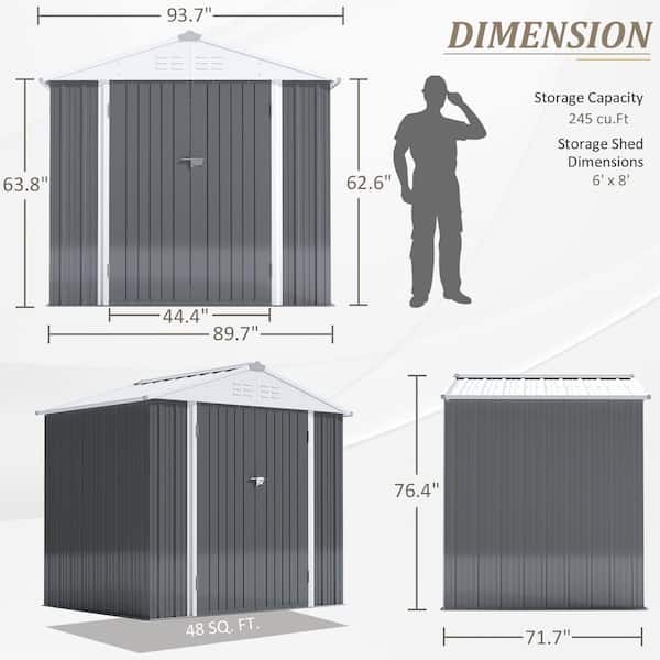 Tozey W x D Outdoor Storage Metal Shed Utility Patio