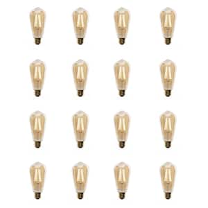 60-Watt Equivalent ST19 Dimmable Straight Filament Amber Glass E26 Vintage Edison LED Light Bulb, Warm White (16-Pack)