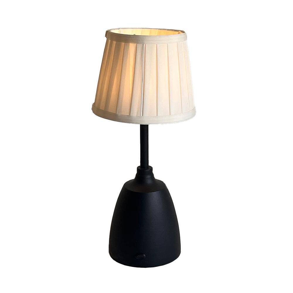 14 in. Black Classic Rechargeable Integrated LED Cordless Table Lamp for Living Room with Fabric Shade and USB Port price history on PriceWatchPro