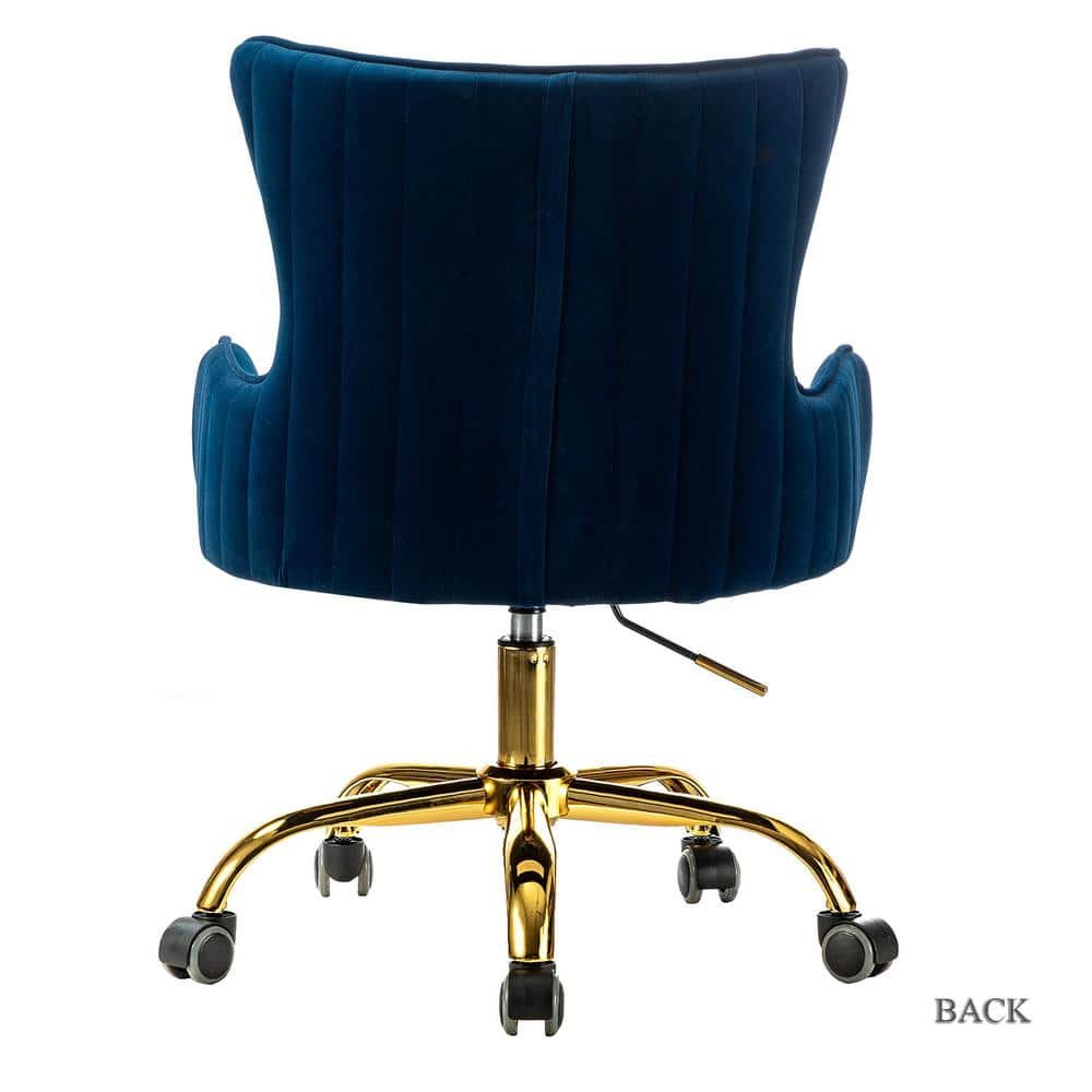 Navy Velvet Task Chair with Smooth-Rolling Casters And Iron Legs LKL ...
